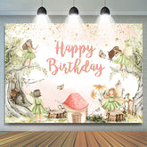 Lofaris Butterfly Fairy Floral Girls Happy Birthday Backdrop